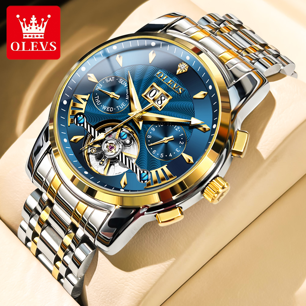 Mens Mechanical Watch - OLEVS мужские часы, роскошные модные тонкие